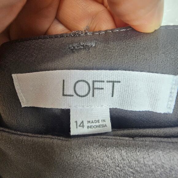 LOFT Peyton Trouser Wide Leg Dress Pants Pleated Career Office Work Size 14 Gray - Picture 5 of 9